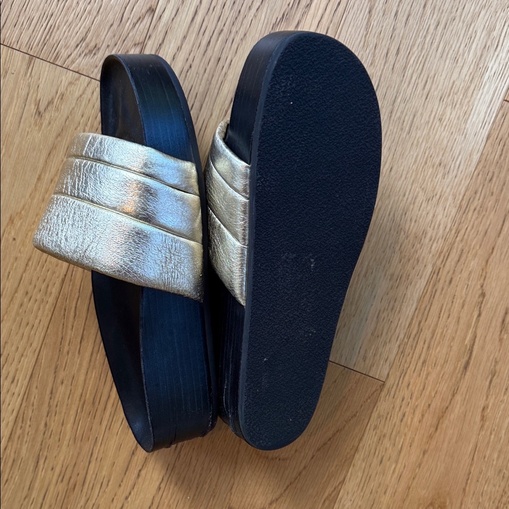 Sandro Gold Slide Sandals Paris View 5